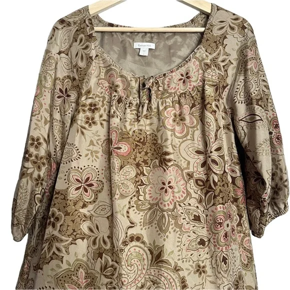 Garnet Hill Silk Floral Paisley Boho Tiered Flounce Dress - Picture 5 of 7